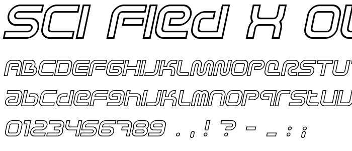 Sci Fied X Outline Italic font